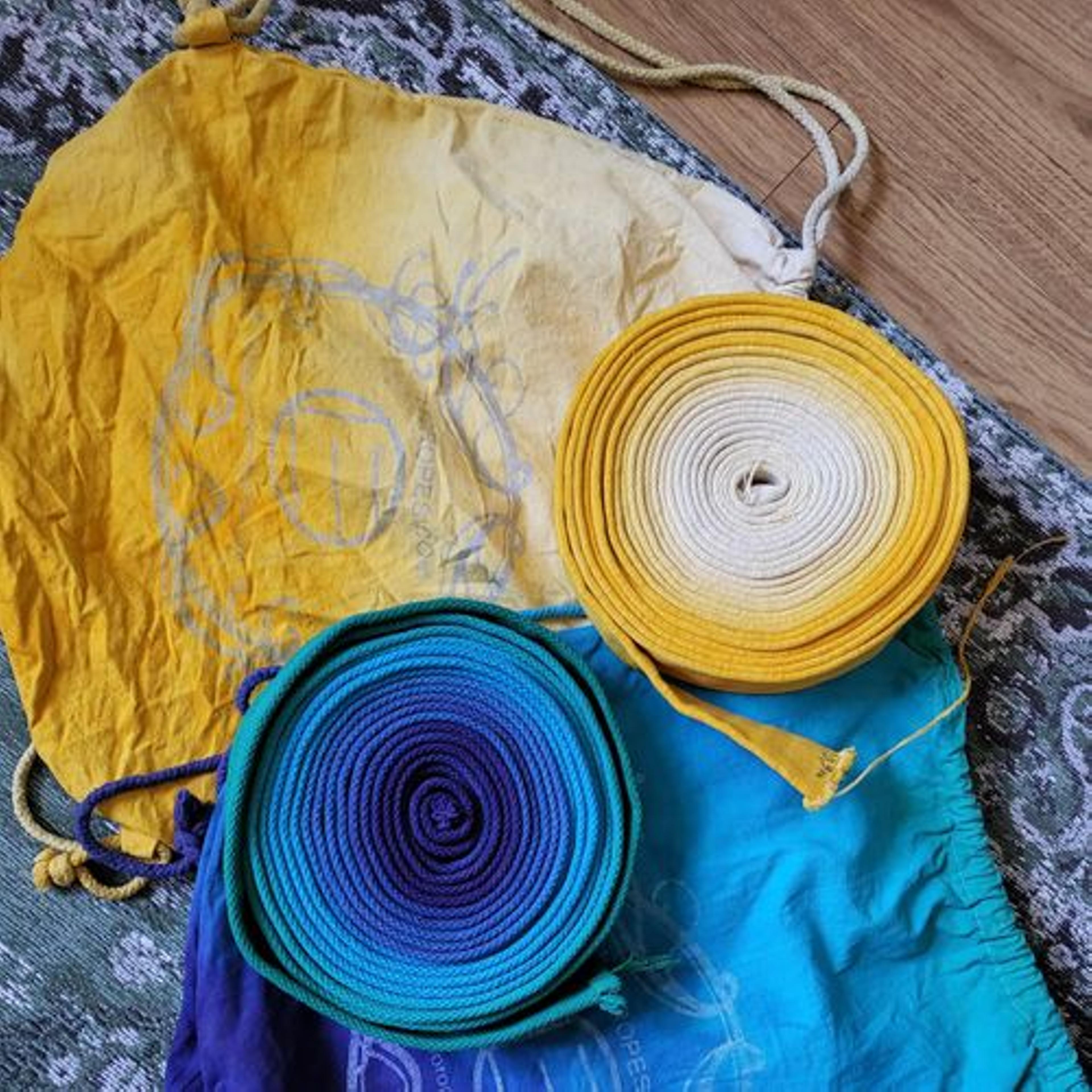 Dyed rope covers and bags