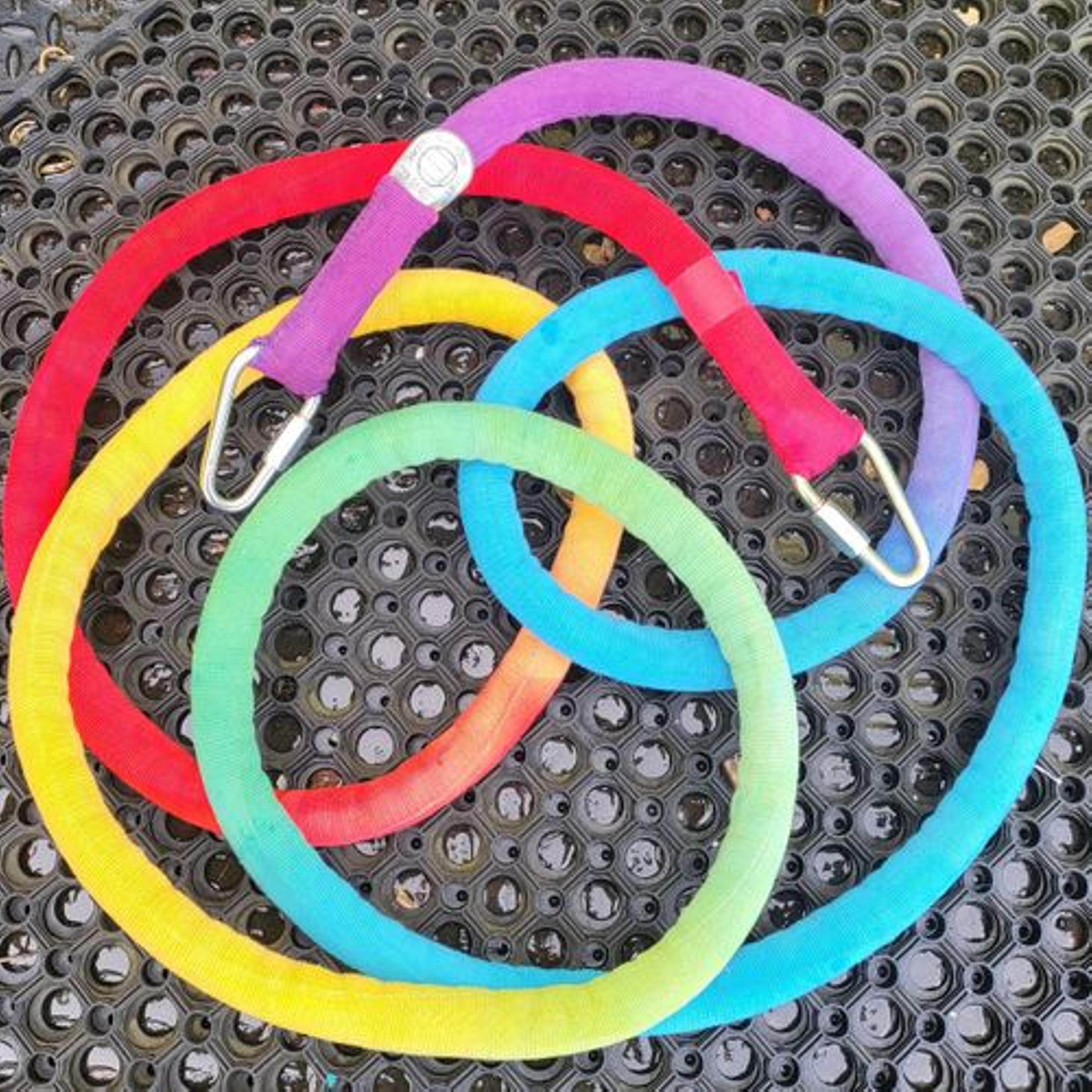 Aerial circus rope in a bright fade dye